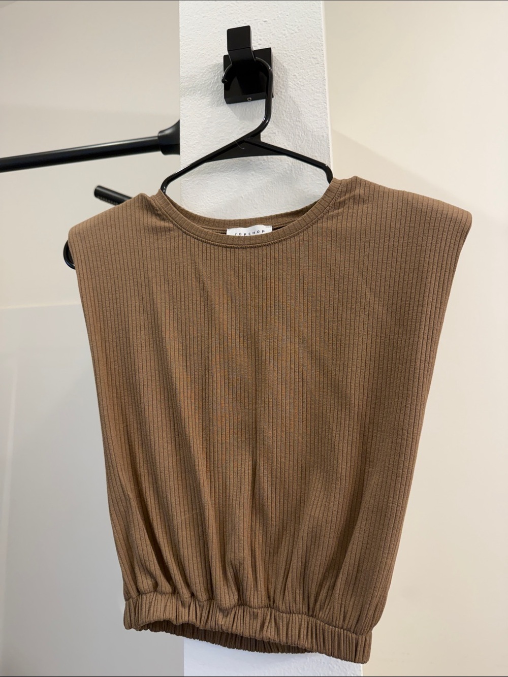 Topshop Brown Ribbed Sleeveless Top